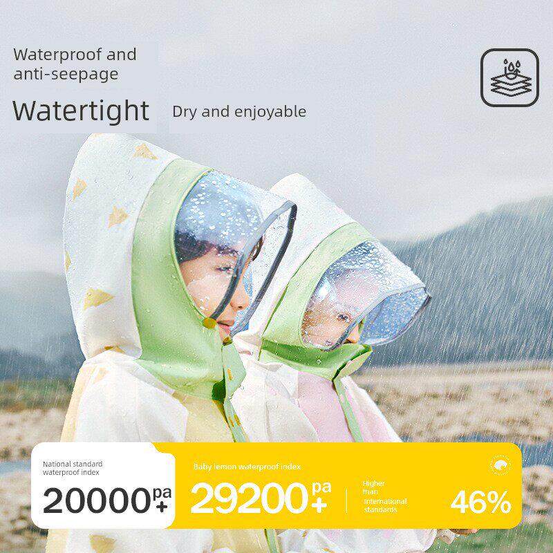 柠檬宝宝儿童雨衣男孩和女孩大孩子小学生带书包特别雨披2025新
