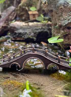 古建筑桥书房微景观模型造景鱼缸流水摆件假山流水摆件国风摆件