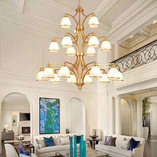 复长式 简约lot酒店吊灯三层吊楼梯墅 楼客厅f双层大吊3014灯别美式