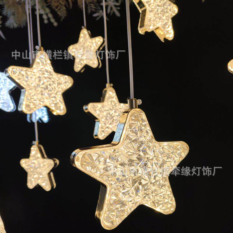 厂家直供新款婚庆道具亚克力星星吊串婚礼堂宴会厅酒店吊顶装饰灯