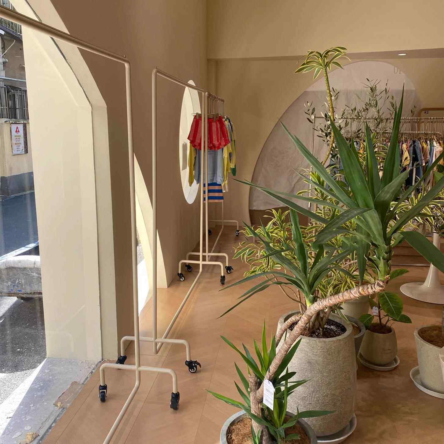 服装店展示架拍照衣架落地收纳陈列架带轮子童装女装店货架挂衣架
