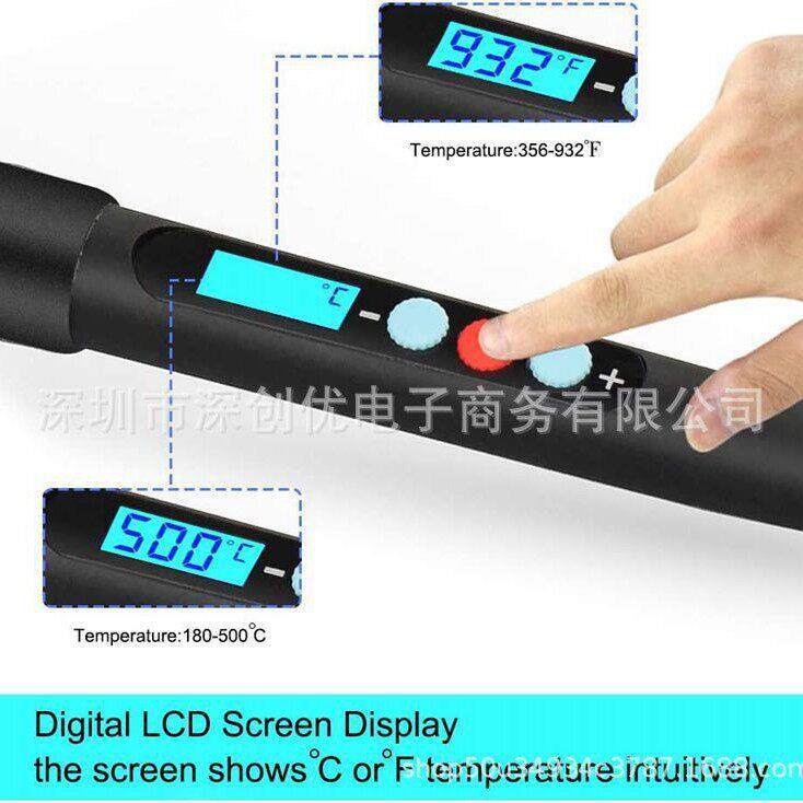 6热箱0W数字LCD显示恒屏烙铁快速加温电烙铁欧规-220手提工具套件