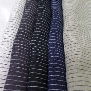 亚麻纯麻条纹色织 麻布男装条面料布料纯条纹衬衣纯亚麻面料