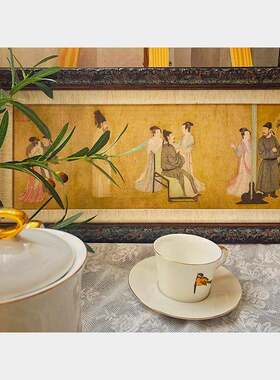 新中式韩熙载夜宴图复古艺术装饰画玄关壁画入户书房茶楼过道挂画