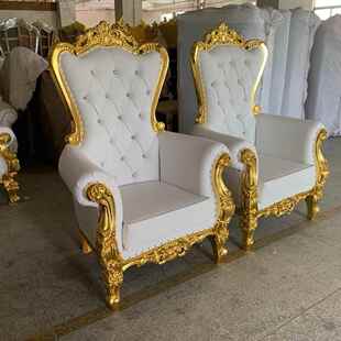 欧式实木高背椅人酒店会所形椅象足984椅单沙浴发婚礼椅君王椅