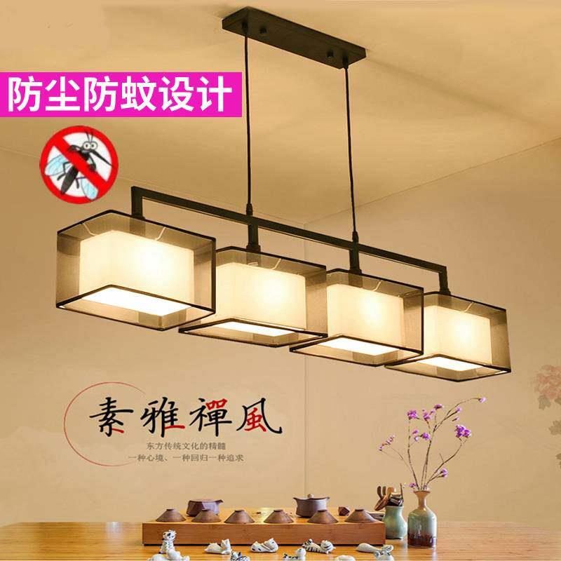 新中式吊饭厅灯三头客厅中台EMQ国风茶室吧禅意现灯代简约饭厅方