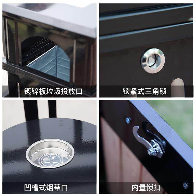 环卫景区分类垃圾箱 防腐木户外广场园林景观环卫垃圾桶钢木圆桶