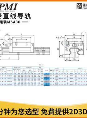 批发现货直线导轨台湾滑块重载泰银滑块pmi磨床msa30 型 泰银导轨