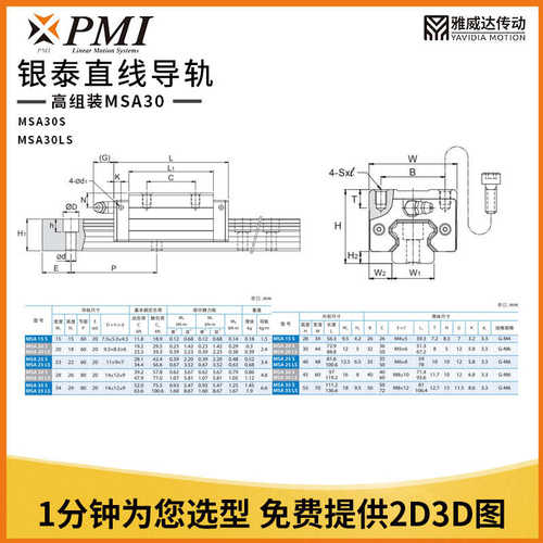 msa30泰滑块现货台湾重载泰导轨pmi 直线导轨型批发滑块 银银磨床