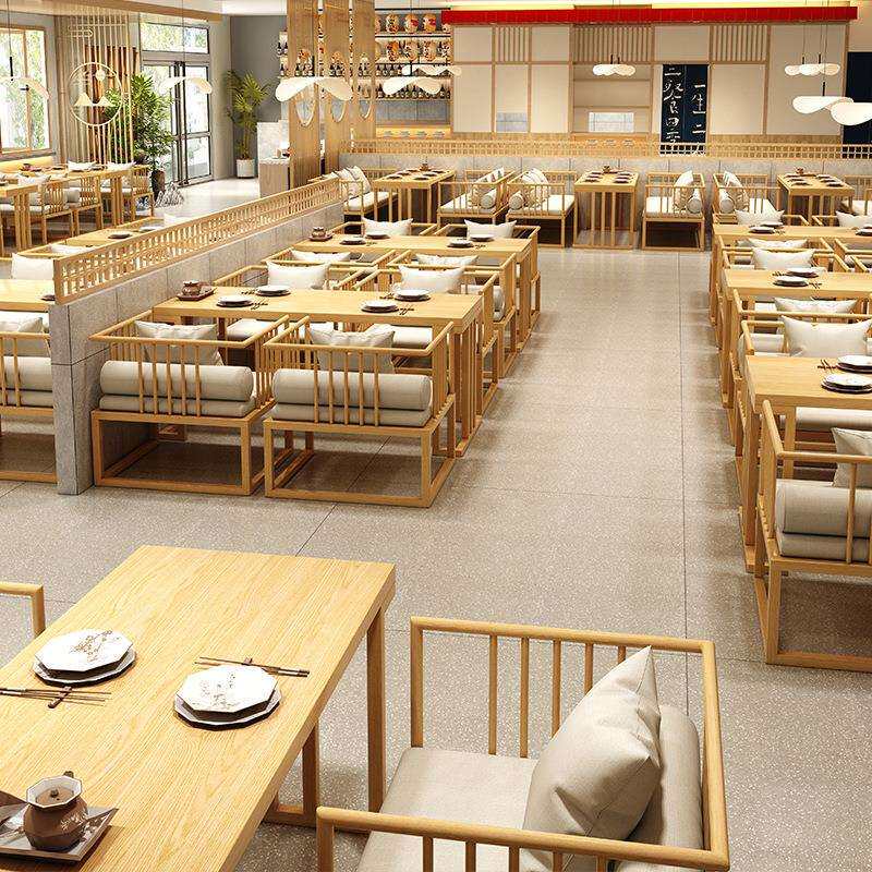 中式题餐厅卡座沙茶社桌椅主发日店木饭店茶料餐实厅湘菜馆桌椅组