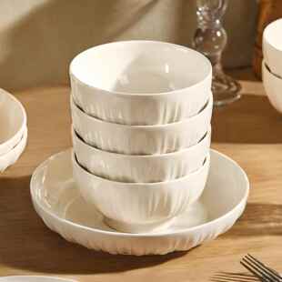 顺祥陶瓷碗碟套装家用简约现代吃饭的碗10个装釉下彩碗盘高档餐具