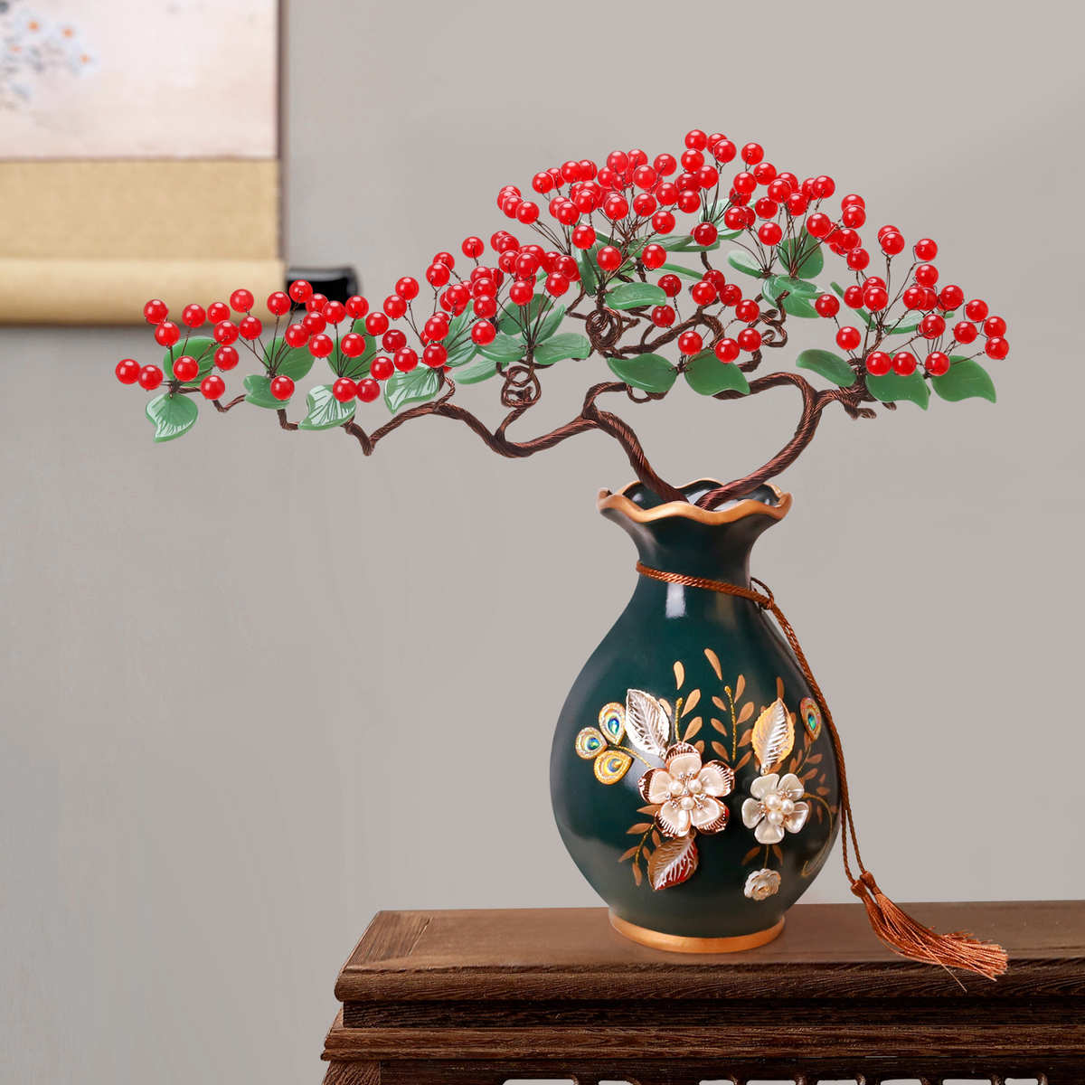 玉髓工艺品客厅天然电视柜摆件玉石玄关左右红装饰品中式玉器新