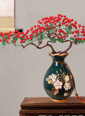 玉髓工艺品客厅天然电视柜摆件玉石玄关左右红装饰品中式玉器新