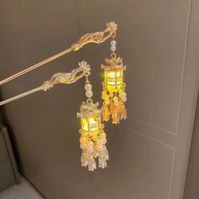 Chinese Lantern Hair Pin Clips Hair Sticks LED Light Hair Ac