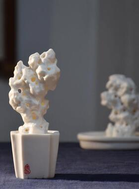 新中式创意雕塑陶瓷书房太湖石家居桌面装饰品禅意摆件观山小社