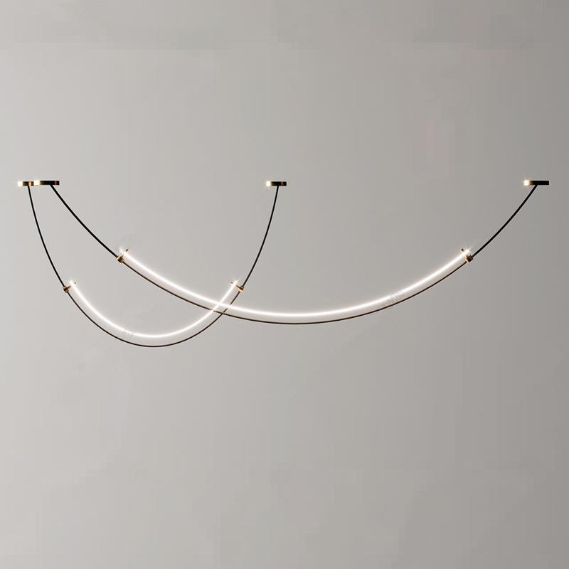 北欧餐厅吊灯设计师现代艺术前台吧台简约样板间弧形线条客厅吊灯