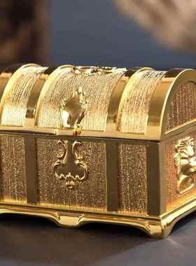 金色金属欧式古典百宝箱海盗珠宝盒创意个性家居饰品收纳首饰盒