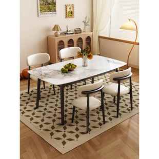 正品 实板岩餐2桌和椅子组合木为家庭小公寓现代奶简单餐桌 油风格