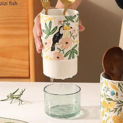 Ceramic Chopsticks Holder Draining Chopsticks Basket