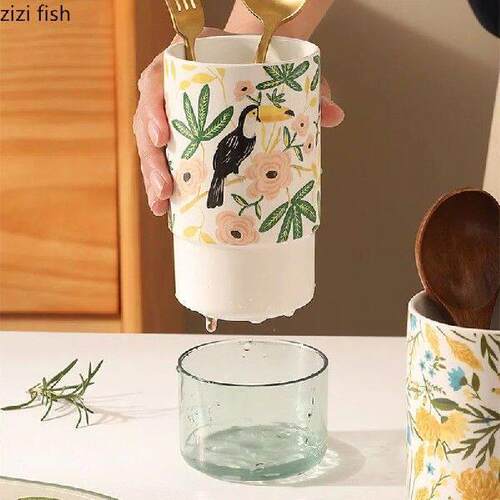 Ceramic Chopsticks Holder Draining Chopsticks Basket