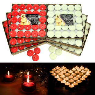 厂家2小时50颗盒装红白酥油铝壳蜡烛茶蜡摆字酒吧用品