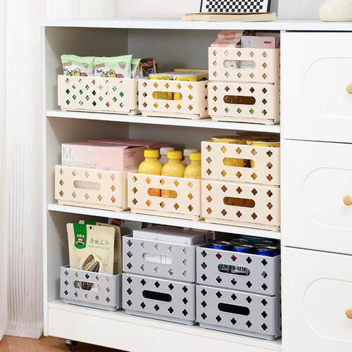 Cream-colored Foldable Storage Basket, Desktop Stationery Or