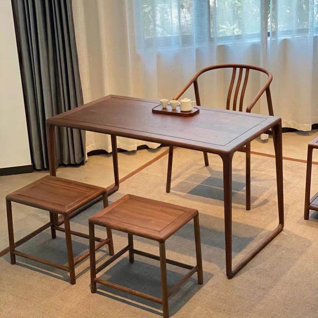 南美胡桃木茶桌椅组合新中式阳台茶桌小型泡茶桌简约实木茶几茶台