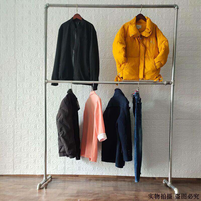 加厚水管挂衣架服装展示架双层铁艺落地架覆古龙门架服装店展示架