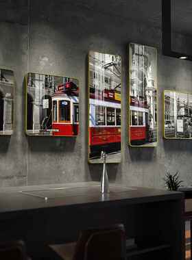 B墙17工业B17风装复饰画古黑白客墙厅沙发背景酒吧墙面装饰壁画挂