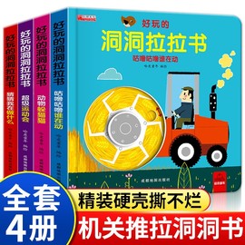 好玩的洞洞拉拉书4册儿童洞洞书玩具早教触摸书幼儿，宝宝推拉书立体翻翻0-1-2-3岁半小熊，很忙益智启蒙婴儿认知机关书撕不烂绘本