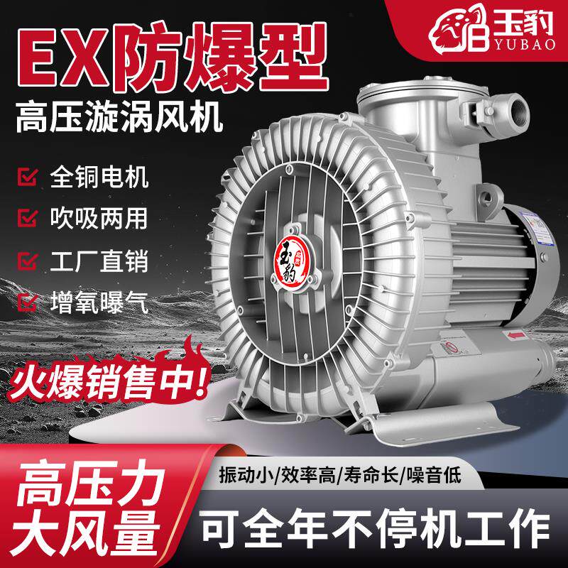 防爆漩涡风机增氧罗茨涡轮380V大功率强力吸工业鼓风机旋涡式气泵
