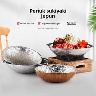 日式寿喜锅不锈钢干锅商用关东煮锅仔小火锅仔寿喜烧锅双耳料理锅