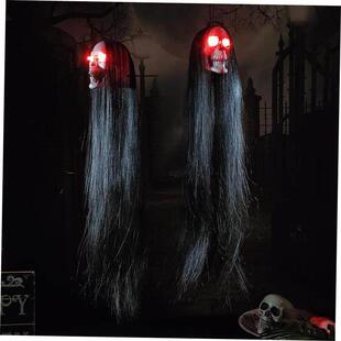 Skull Eyes Halloween Ghost Hair Glowing Long Hanging with