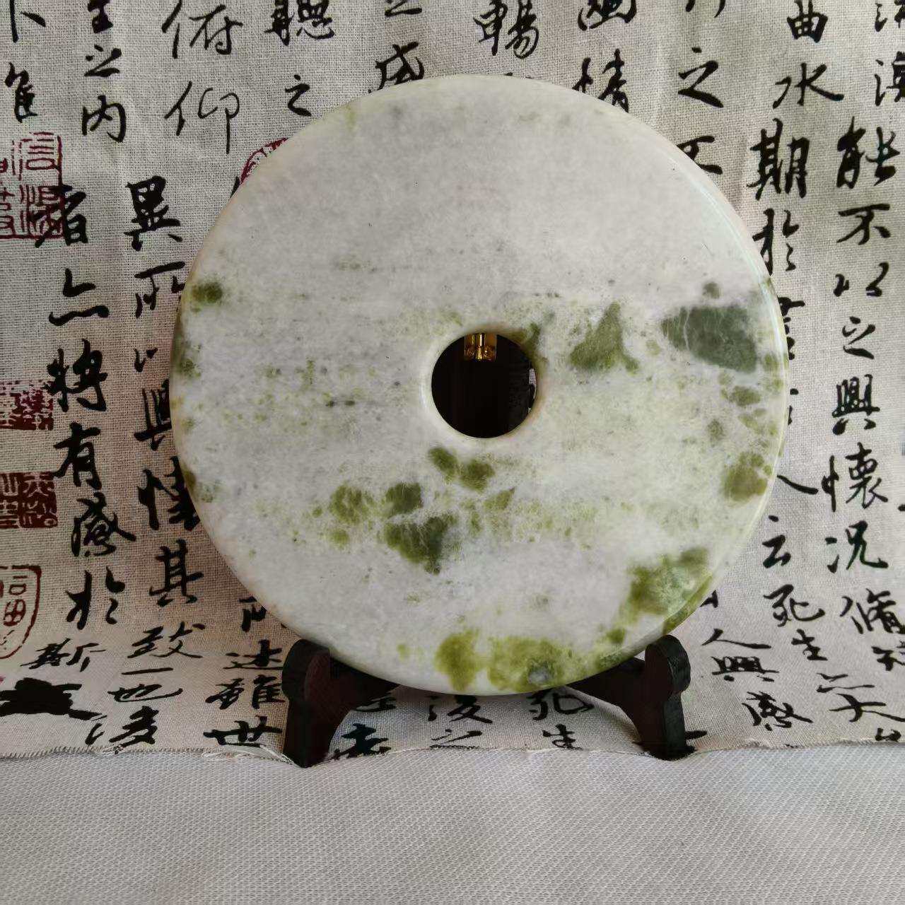 厂家直销岫玉翠玉甲翠平安扣玉摆件精品平平安安
