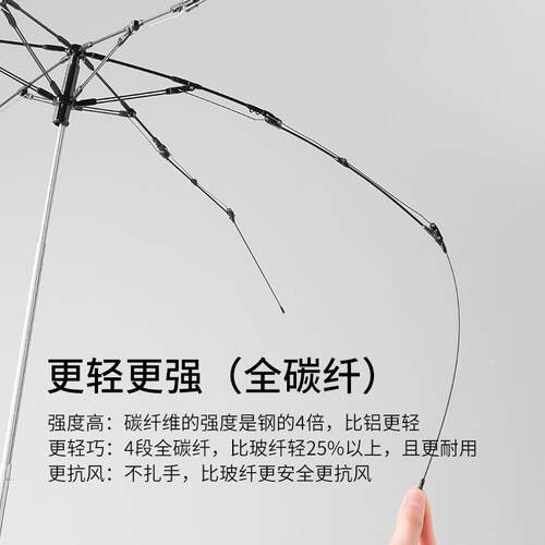 PARACHASE100cm全碳纤加大铅笔伞防晒羽毛伞超轻便携太阳伞晴雨伞