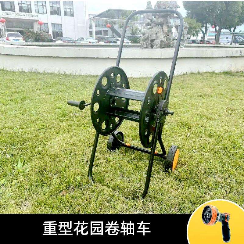 跨境软管收卷器收纳车花园带轮水管车金属绕管卷轴车1/2可绕100米