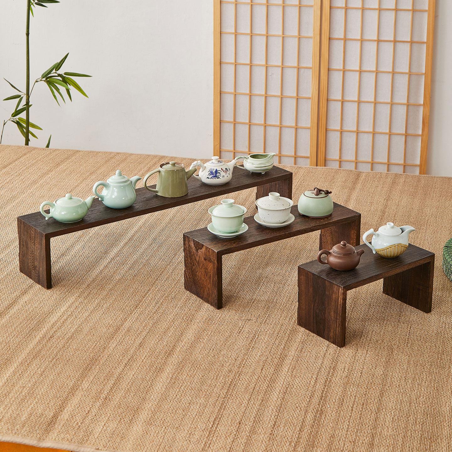 实木茶杯架茶具茶道置物架茶盘长杯托陈列首饰摆摊展示收纳架文玩