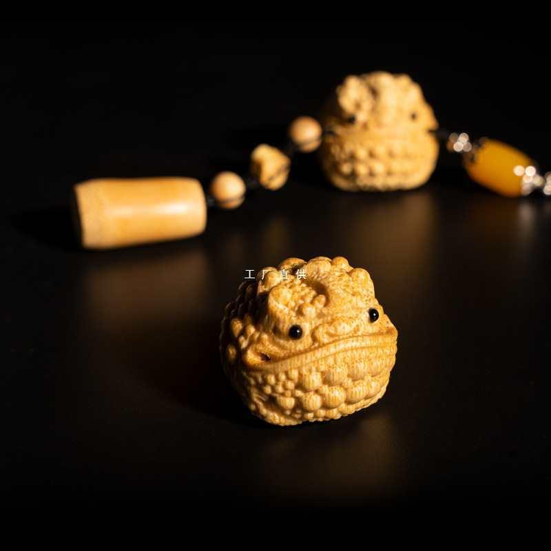 竹雕金蟾实心竹蛤蟆手把件竹子把玩件竹根雕蟾蜍文玩根雕三足图片