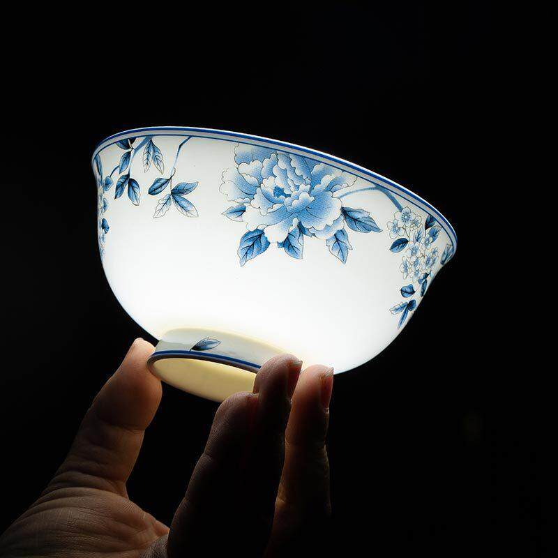 青花玲珑景德镇餐具套装高档轻奢中式复古碗碟高脚碗釉下彩