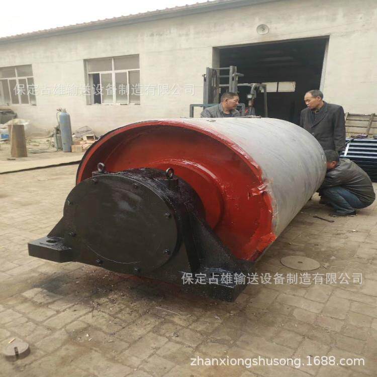 包胶面传驱动增面滚筒光面无动力改向头尾轮运输皮带机张紧辊筒