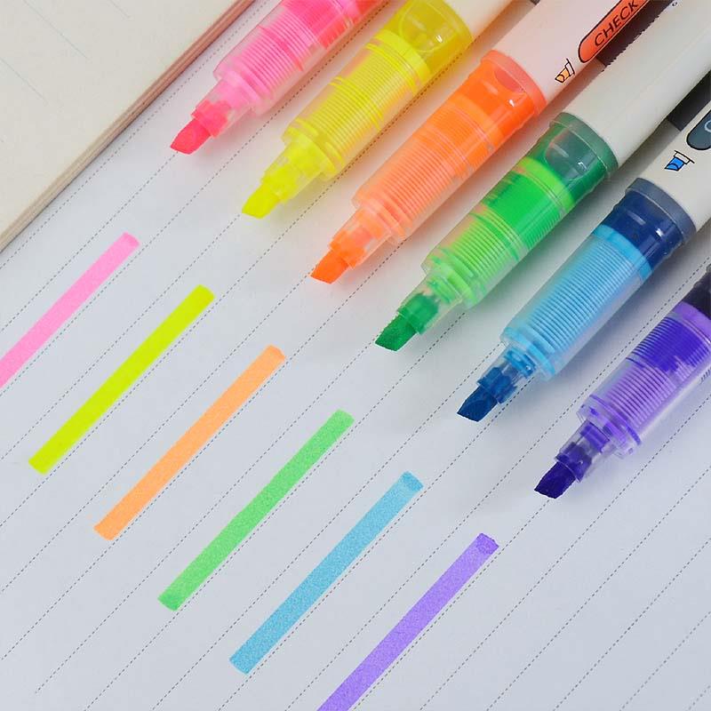 6016直液式水性荧光笔单头大容量韩版学生用手账标记重点笔