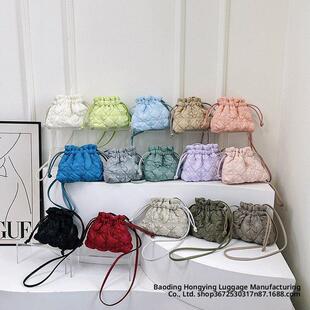 Lingge drawstring drawstring mouth bucket bag