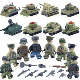 德国坦克战车模型航母，军舰直升战斗机，兼容乐高拼插积木益智玩具男