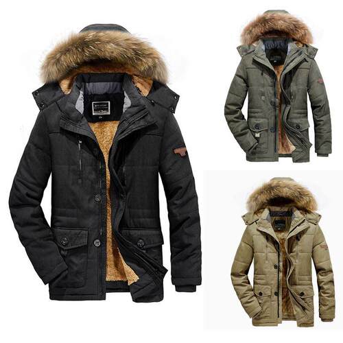 Cotton jacket men's thick cotton jacket men's mid to long