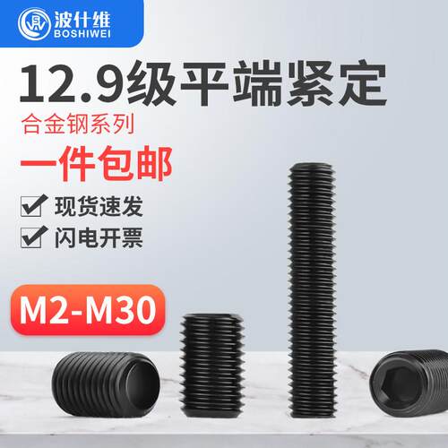 12.9级平端紧定螺丝DIN913顶丝机米螺钉螺丝M3-M18M20M22M24M30