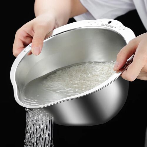 沥水篮食品级316不锈钢沥水盆淘米神器厨房家用洗菜盆洗米筛专用
