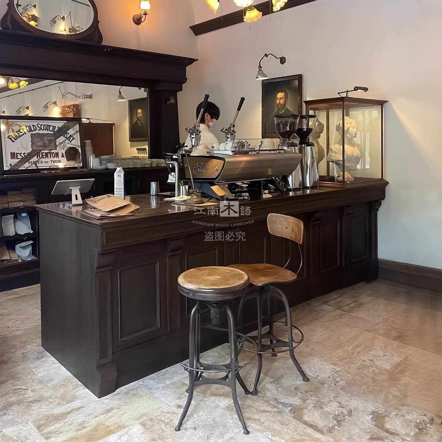 法式收银台复古实木酒吧水吧台咖啡厅工业风饭店甜品蛋糕吧台前台