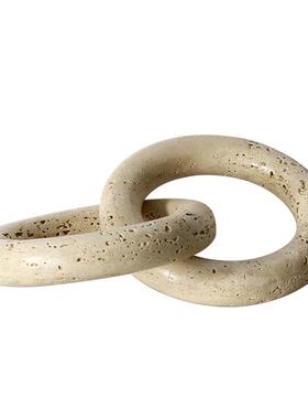 客极简现代轻奢何圆ES-A6144环扣仿黄石洞摆件样板房厅书桌茶几几