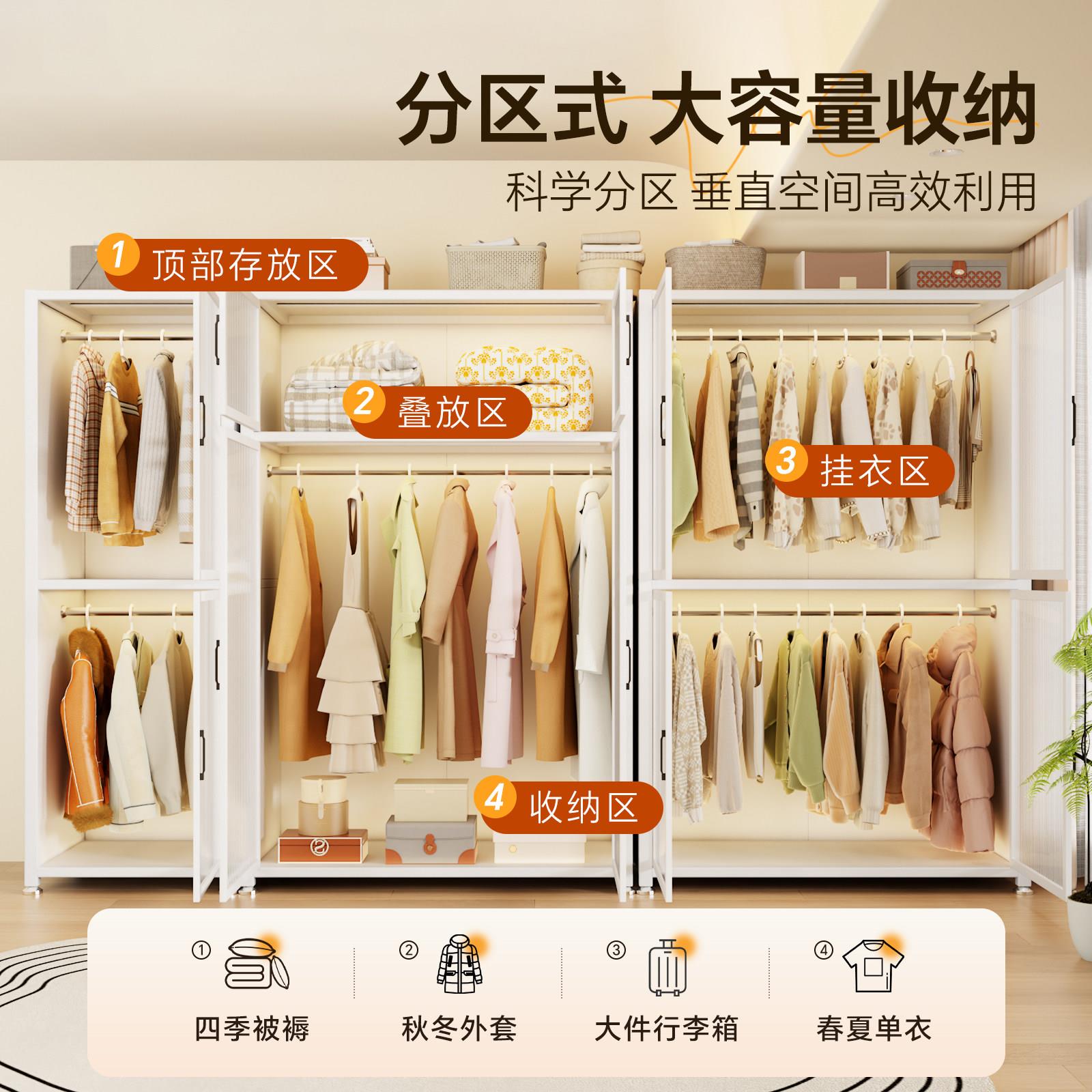 简易衣柜家用卧室架童房容用结实耐用全钢加厚衣大MLG-BSPC儿量衣
