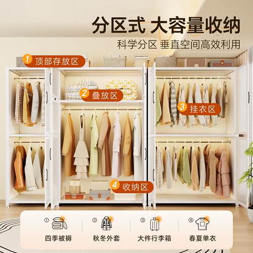 简易衣柜家用卧室架童房容用结实耐用全钢加厚衣大MLG-BSPC儿量衣